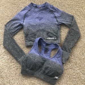 Ombré gymshark top and sports bra